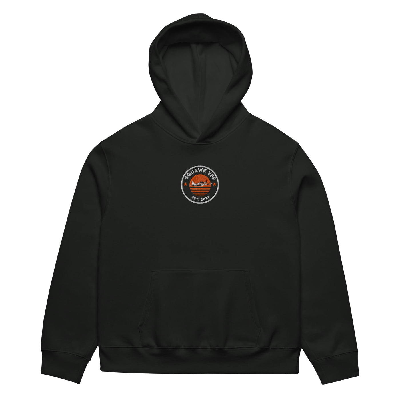 SquawkVFR embroidered roundel hoodie — a pilot gift that doesn't suck