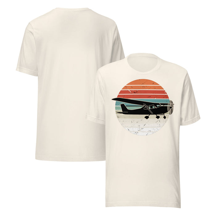 Vintage aviation t-shirt with retro airplane sunset — $100 hamburger flying uniform
